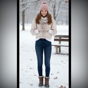 BB Dakota Steve Madden Cream Crew Neck  Sweater with Balloon Sleeves Women’s XS